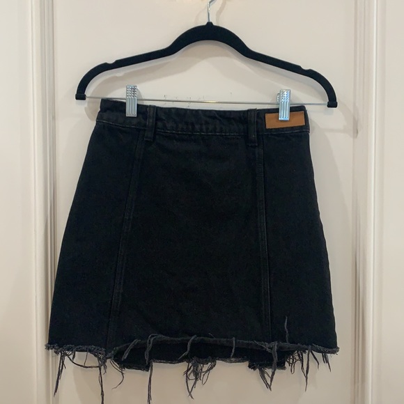 Zara black mini denim skirt with silver hardware - Picture 2 of 6